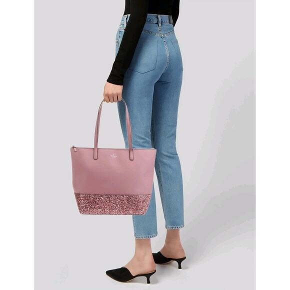 Kate Spade New York Greta Court Glitter Penny Tote Dusty Peony AUTHENTIC $350.00 - Picture 1 of 13